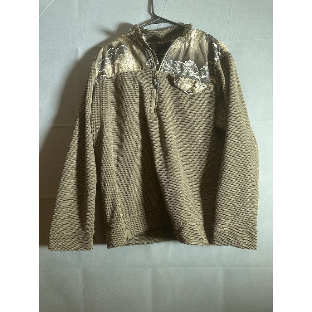 Realtree Pullover Sweater Mens Large RT Escape Camo Half Zip Hunting Outdoor